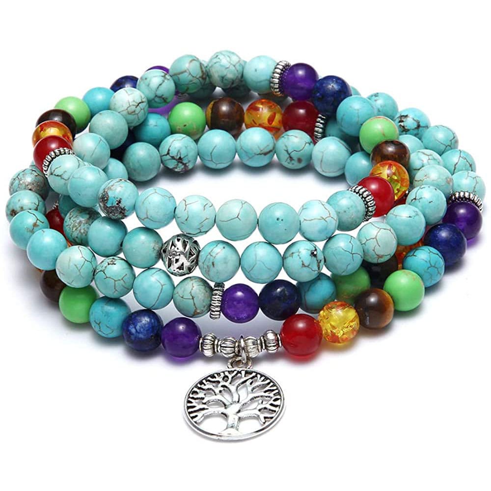 Amazon Stone Tiger Eye Stone Bracelet Necklace 108 Buddha Beads Lotus Bracelet view 7