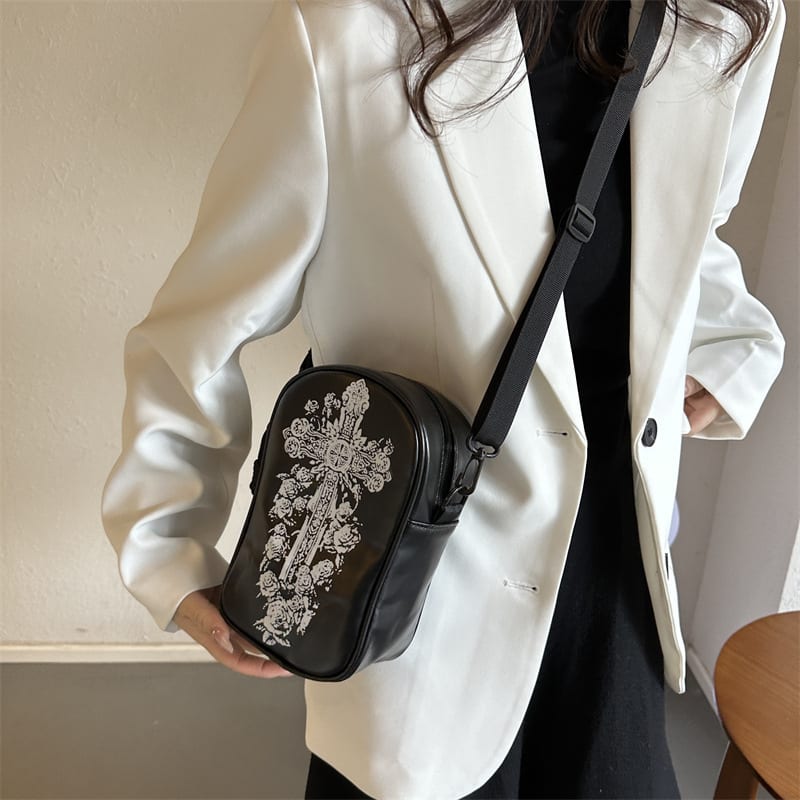Halloween Graffiti Phone Bag Girls Funny Cartoon Pumpkin Ghost Bat Print Crossbody Bag For Women Mini Personality Creative Shoulder Bags view 6