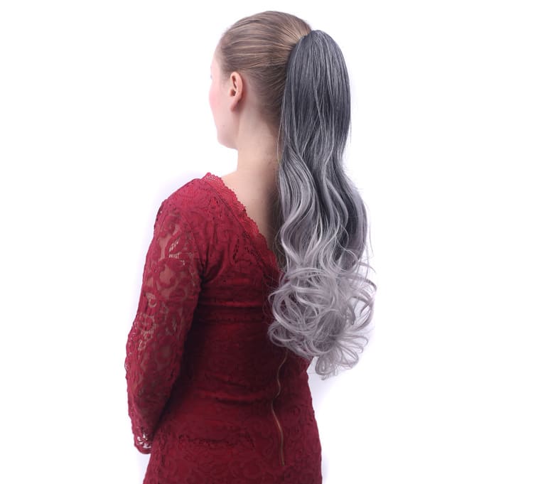 Colorful Gradient Color Clip Ponytail Wig view 1
