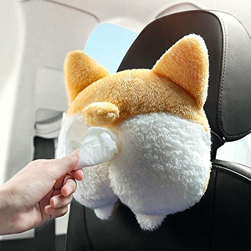 Tissue Box Cover Soft Adorable Corgi Butt Shaped Creative Storage Bag Hanging Pouch Tissue Box Wrapper For Car Home view 12