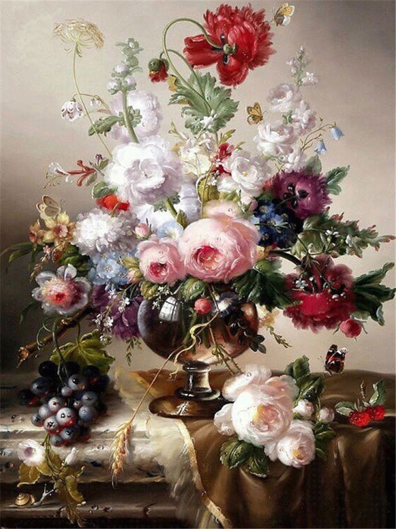 Flower Combination 5d Diamond Painting Diy Full Diamond Cross view 6