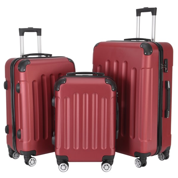 3-in-1 Swivel Wheel With Handle, 4 Corner Protectors, Trolley Box, 20in 24in 28in, ABS Aluminum Alloy Trolley, Classic Color - Burgundy view 2