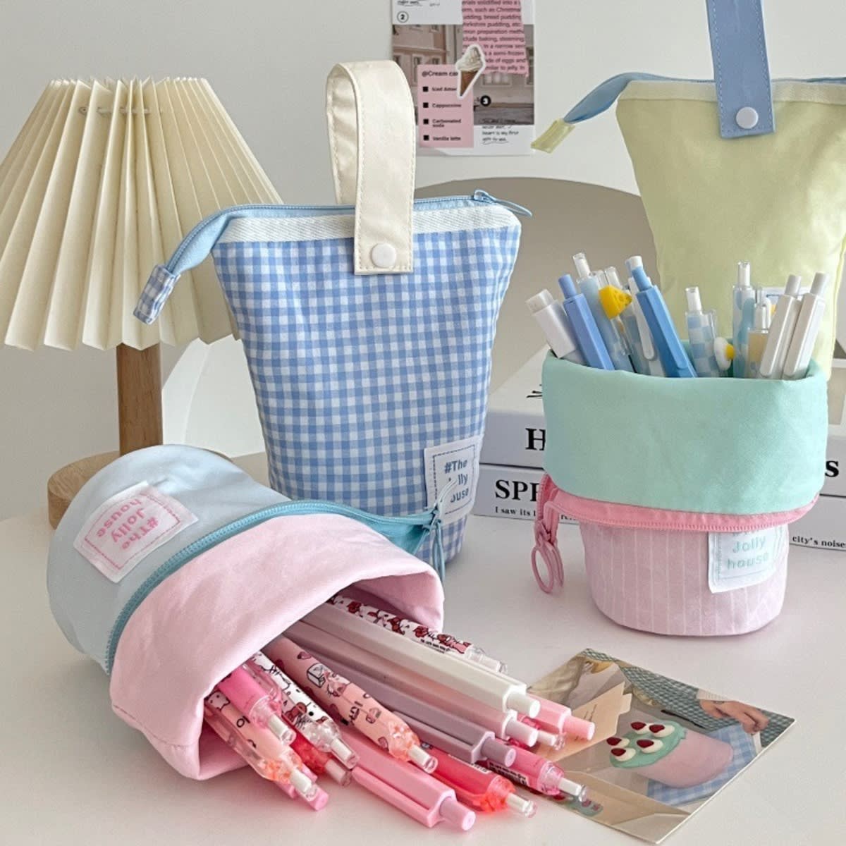 Foldable Standing Pencil Pen Case With Compartments Large Capacity Pencil Pouch Bag School Aesthetic Supplies For Girls Boys Adults view 4