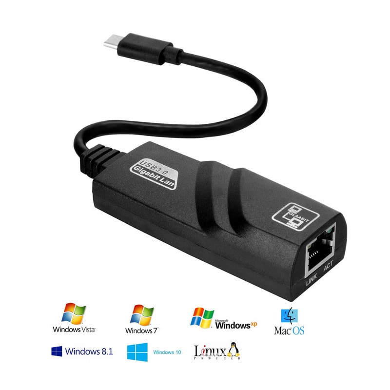 Type-C To RJ45 Gigabit Network Card To USB 3.1 Port view 3