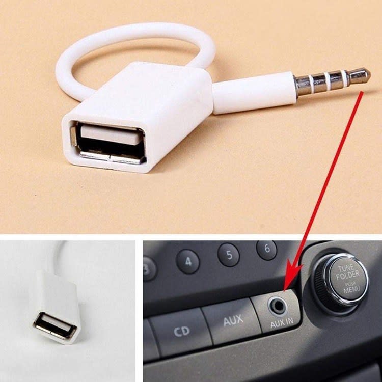 USB To 3.5MM U Disk Cable 12V Car CD Player AUX Car Audio Adapter Cable view 2