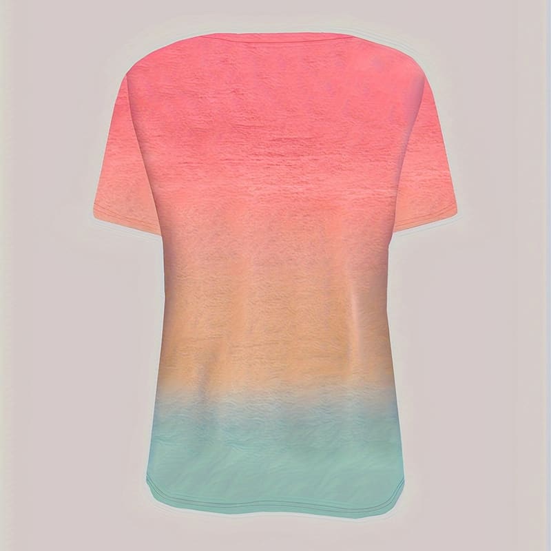 Women's Gradient Color Crew Neck T-Shirt Short Sleeve Casual Top view 4