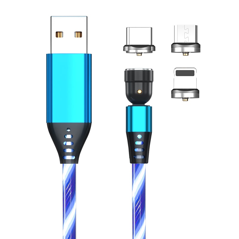 540 Rotate Luminous Magnetic Cable 3A Fast Charging Mobile Phone Charge Cable For LED Micro USB Type C For I Phone Cable view 11