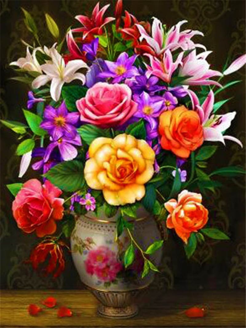Flower Combination 5d Diamond Painting Diy Full Diamond Cross view 12