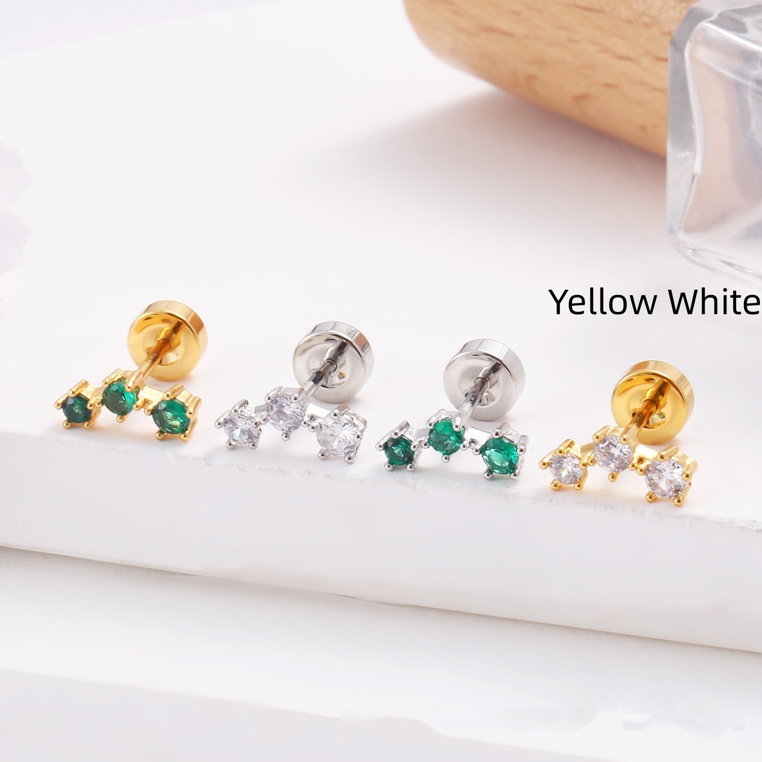 Stainless Steel Lip Studs With Heart-shaped Zircon Earrings view 6