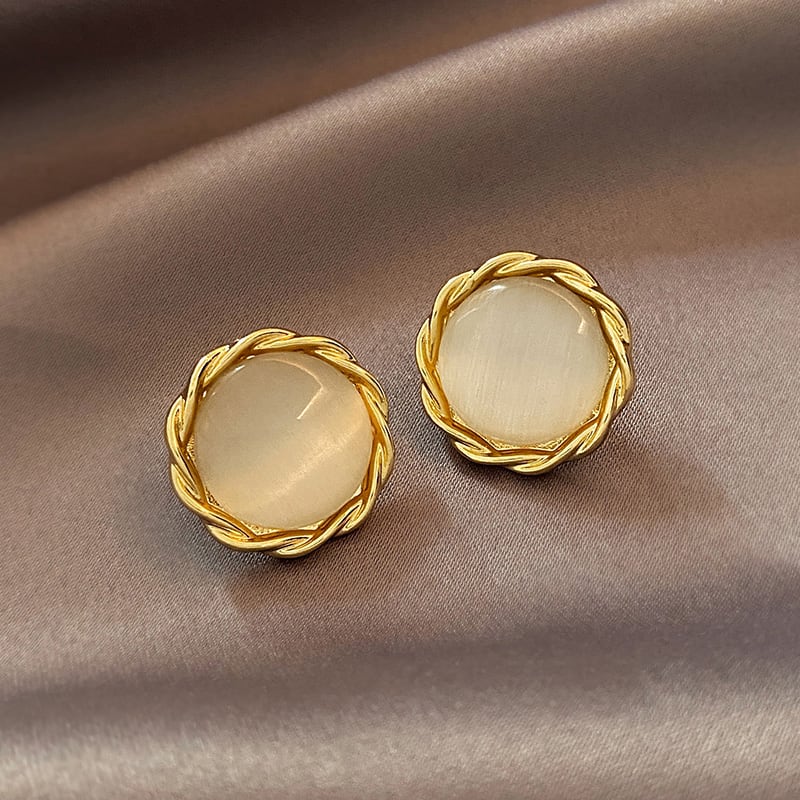 Cat's Eye Flower Earrings High Sense Opal Square Triangle Geometry Earrings view 9