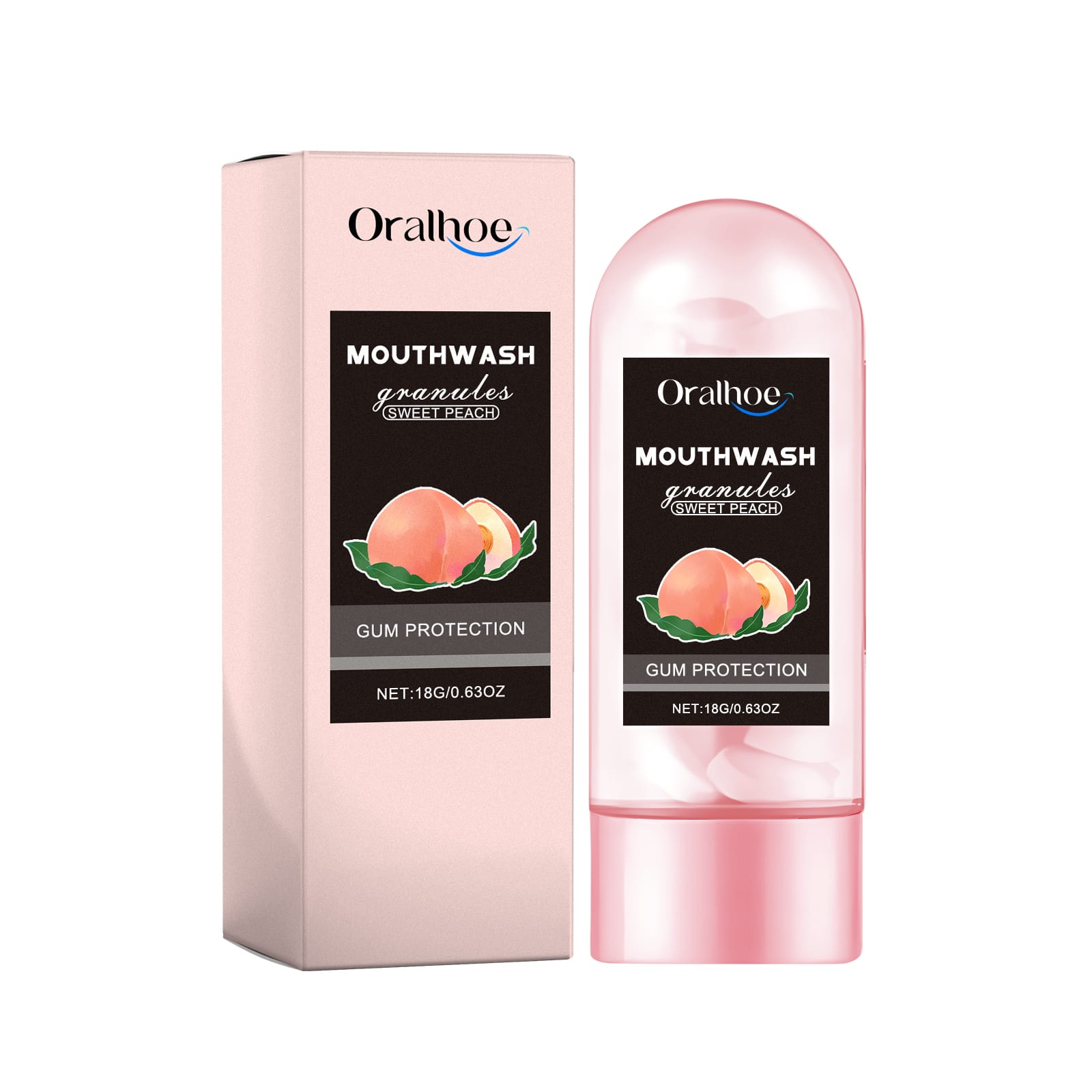 Oralhoe Peach Flavor Teeth Cleaning Mouthwash Pellets Breath Long Lasting Fragrance Clean Gums Portable Mouthwash Pellets view 4