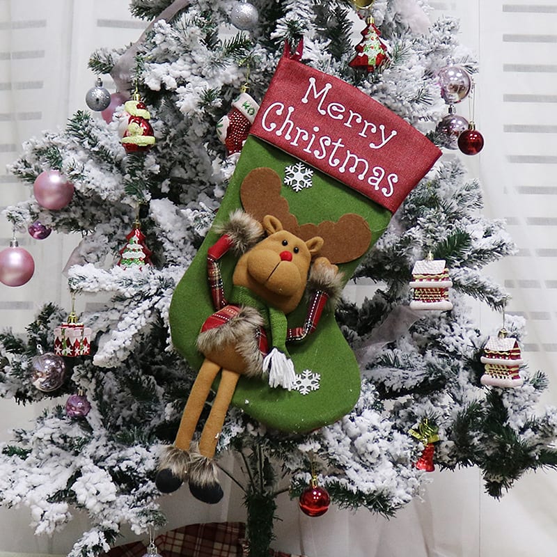 New Year Xmas Big Stockings Set Decorations Christmas 3D Plush Big Sock Christmas Tree Pendant Decorating Supplies view 2