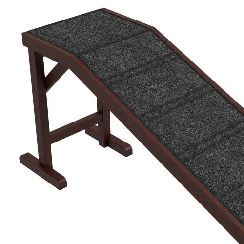 PawHut Dog Ramp For Bed, Pet Ramp For Dogs With Non-Slip Carpet And Top Platform, 74 X 16 X 25, Brown view 3