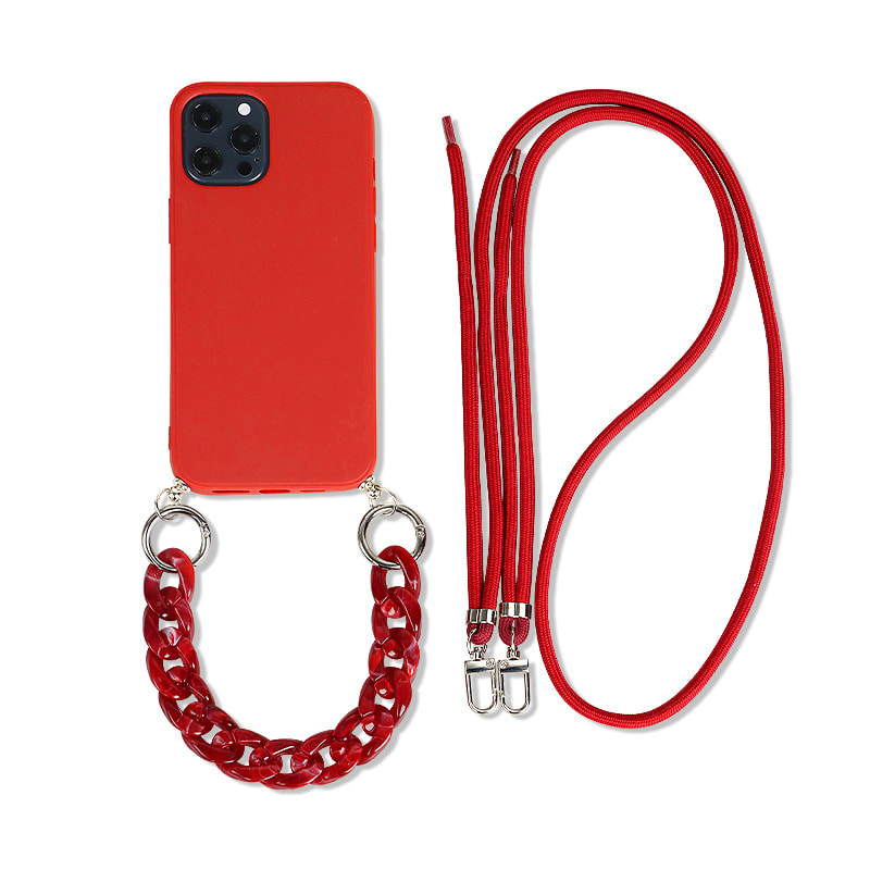 Solid Color Diagonal Double Lanyard Mobile Phone Case view 10