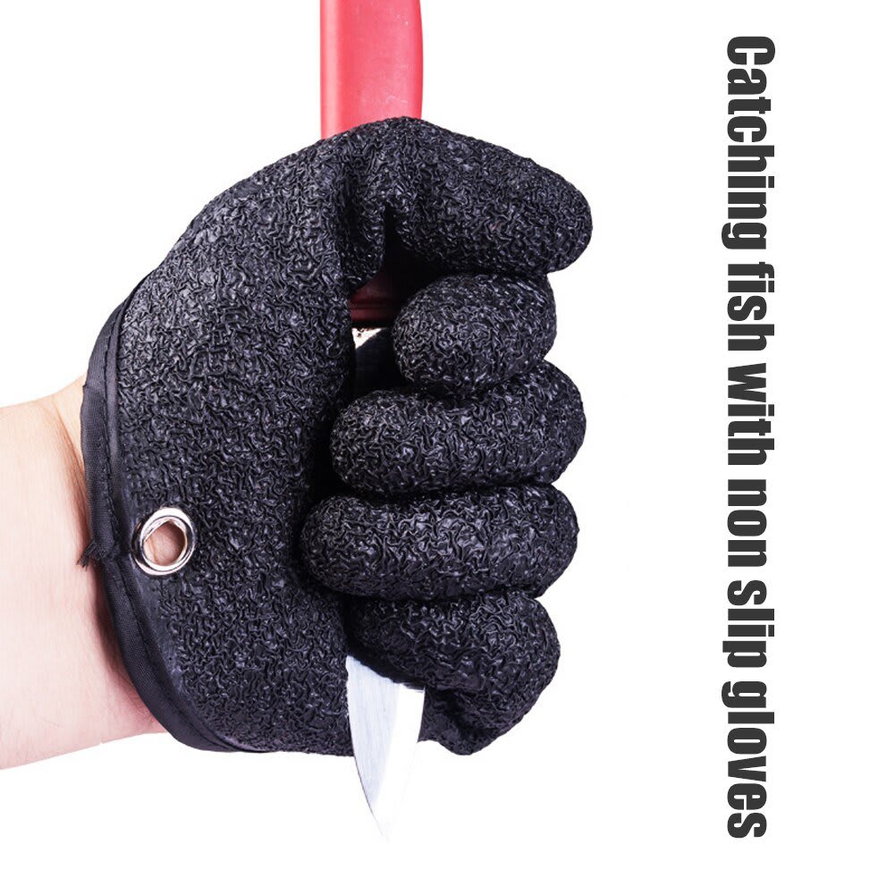 Fishing Gloves Anti-Slip Protect Hand From Puncture Scrapes Fisherman Professional Catch Fish Latex Hunting Gloves Left Right view 23
