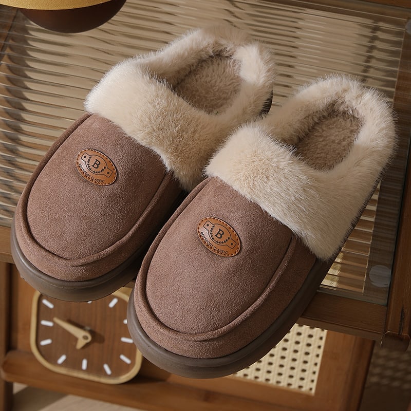 Winter Plush Slippers For Men Casual All-match Warm Suede House Shoes Indoor Non-slip Floor Bedroom Slipper view 3