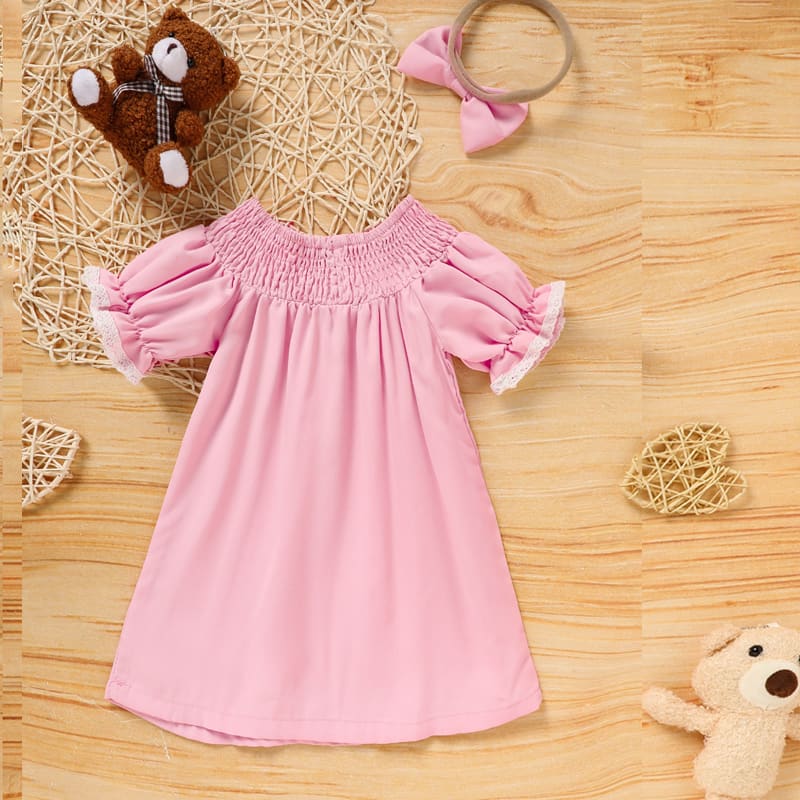 Toddler Girl's Bunny Dress Bow Headband Ruffle Sleeve Smocked Dress With Rabbit Embroidery For Summer view 12