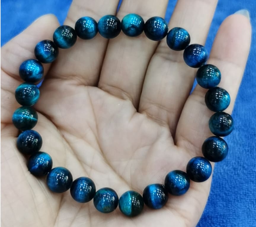 Tiger Eye Stone Bracelet Single Circle Lapis Lazuli Bracelet Beaded view 4