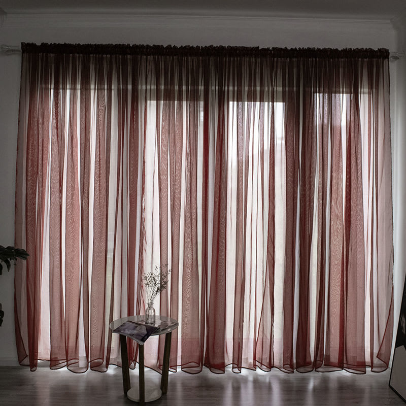Simple And Modern Balcony Solid Color Gauze Curtain view 7