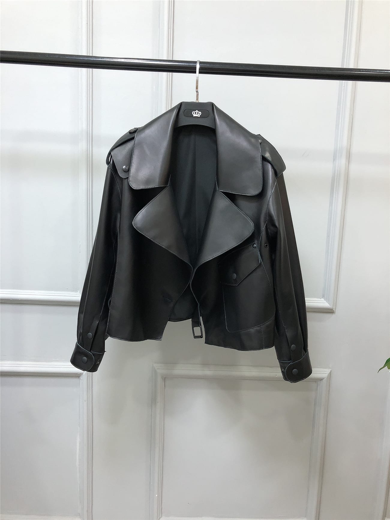 Women's Short Loose Small Leather Jacket view 5
