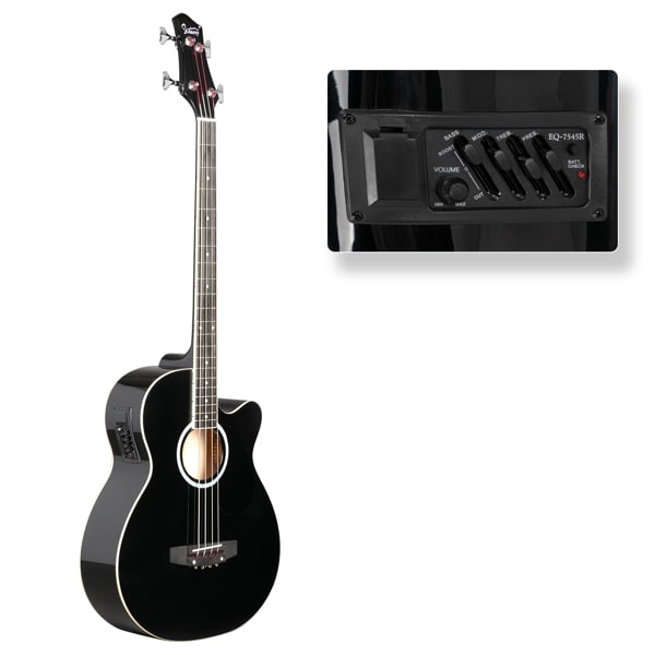 4 Strings With EQ, Rosewood Fingerboard Folk Bass, Black view 17