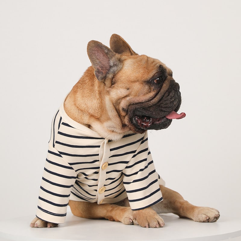 Dog Striped Cotton V-Neck Pet Warm Bottoming Shirt view 4