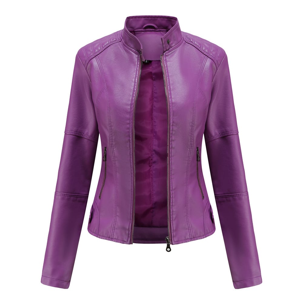 Women'S Leather Dress Slim Jacket Spring Autumn Coat view 6
