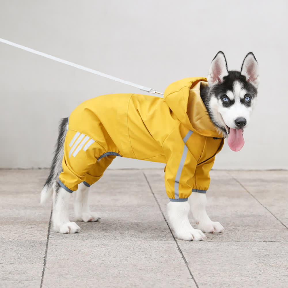 Dog Raincoat With Reflective, Waterproof Dog Rain Jacket With Hood, Leash Hole, Reflective Strap For Small Medium Dogs, Lightweight Puppy Clothes view 3