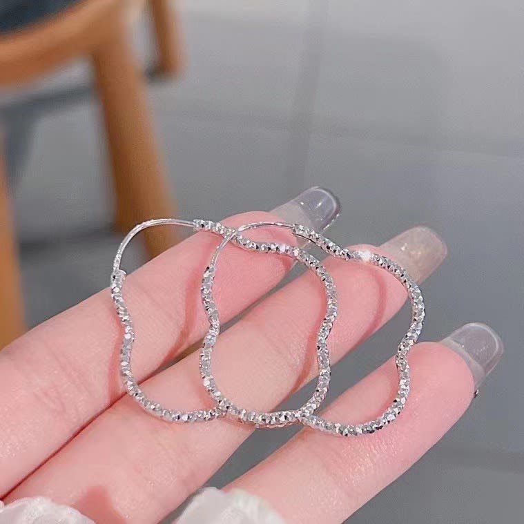1 Pair 999 Sterling Silver Geometric Hoop Earrings, Minimalist Style, Perfect For Daily Wear And Valentine's Gift view 7