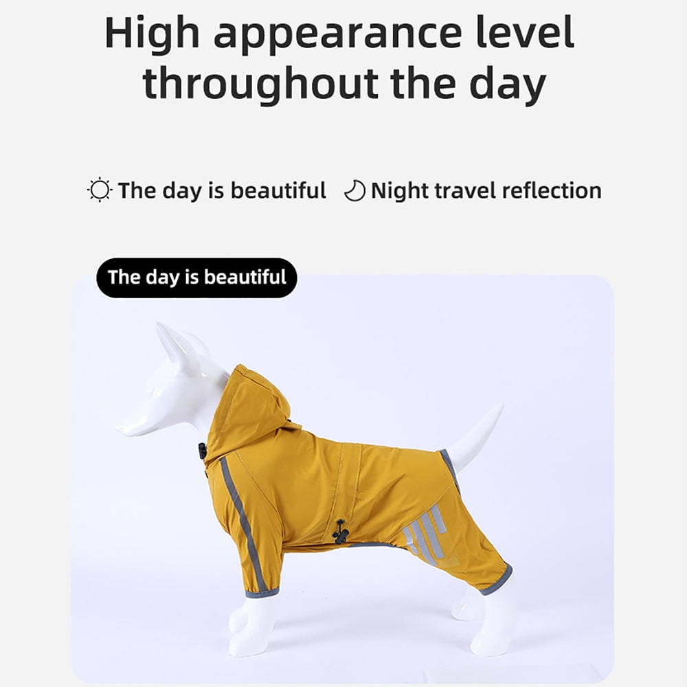 Dog Raincoat With Reflective, Waterproof Dog Rain Jacket With Hood, Leash Hole, Reflective Strap For Small Medium Dogs, Lightweight Puppy Clothes view 15