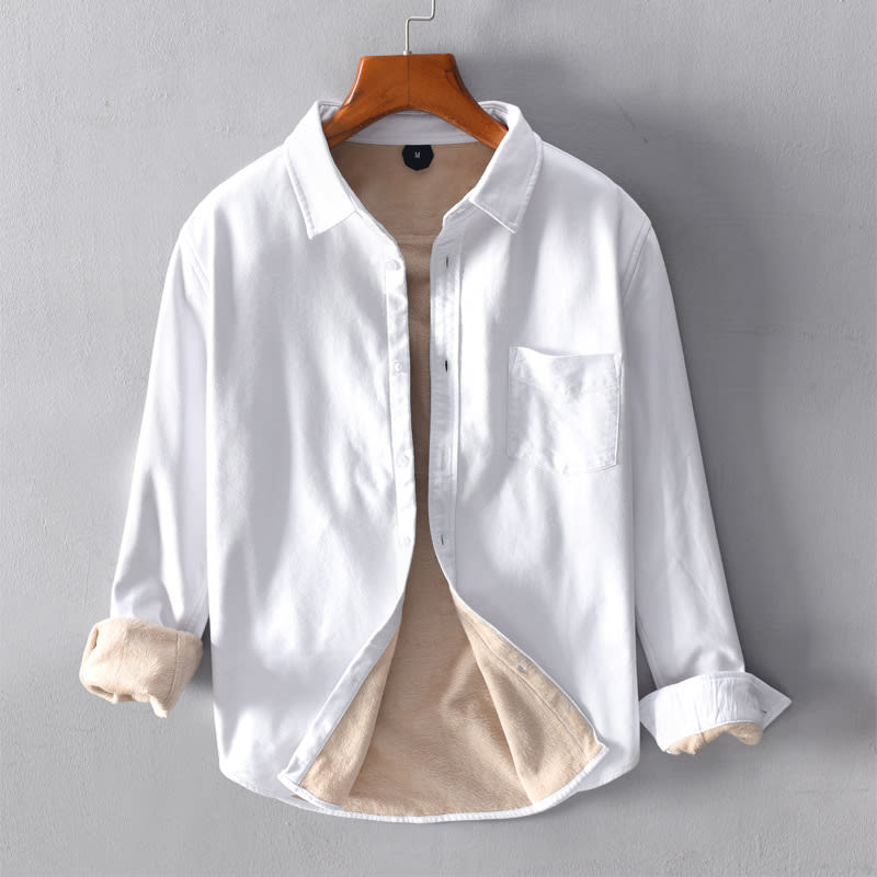 Men's Warm Shirt Jacket Casual Plus Velvet Thick Long Sleeves view 6