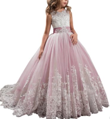 Europe And The United States New Children's Clothing Lace Wedding Dress view 5