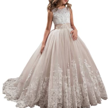 Europe And The United States New Children's Clothing Lace Wedding Dress view 3