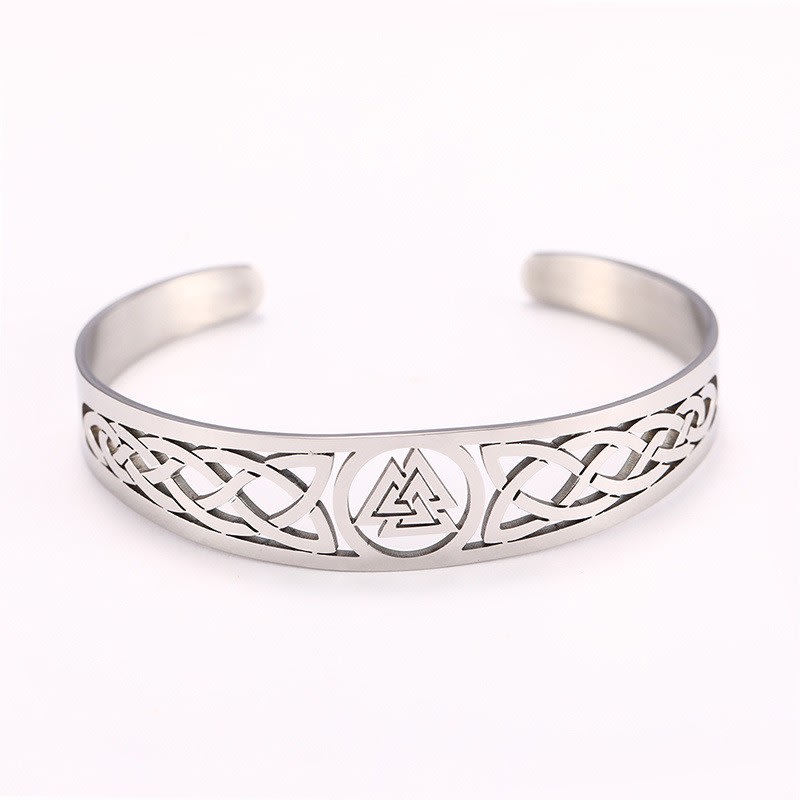Asgard Crafted Handcrafted Stainless Steel Valknut Symbol And Celtic Design Bracelet view 3