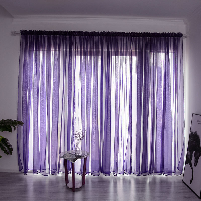 Simple And Modern Balcony Solid Color Gauze Curtain view 12