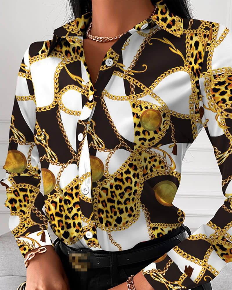 Autumn Shirt Long-sleeved Printed Lapel Shirt view 5