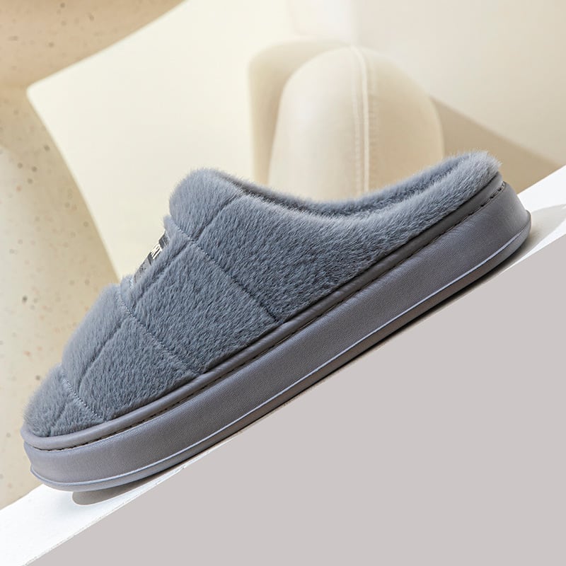 Men's Plaid Cotton Slippers Winter Warm House Shoes Indoor Thick-soled Non-slip Bedroom Floor Slipper Couple view 3