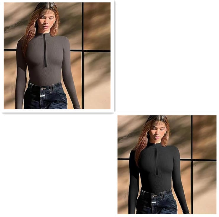 Fashion Long Sleeve Zipper Jumpsuit Seamless Slimming Shapewear For Women Romper view 16