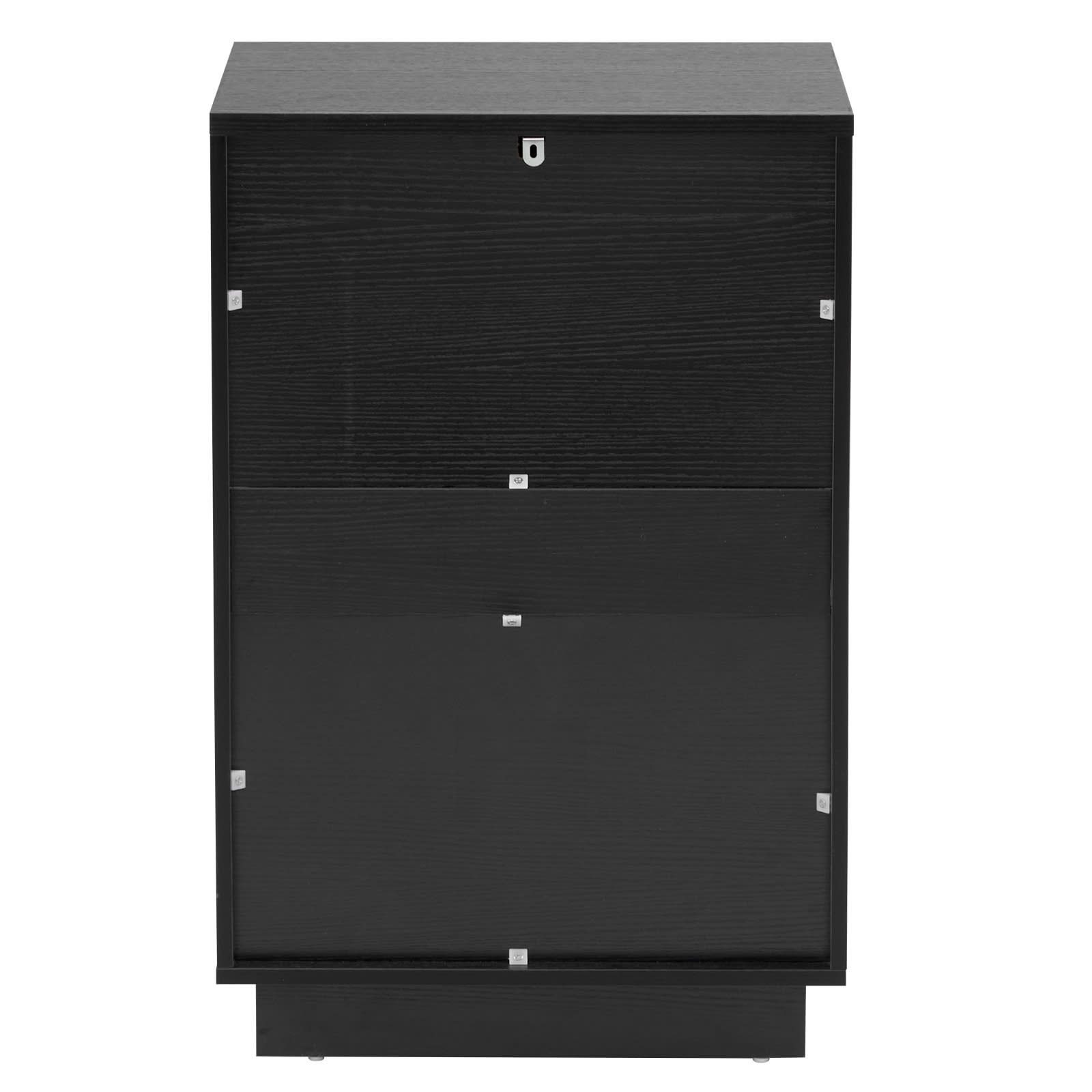 Black P2 Density Board, Wave Pattern Drawer Surface, 2 Drawer Bedside Cabinet 1pc view 6