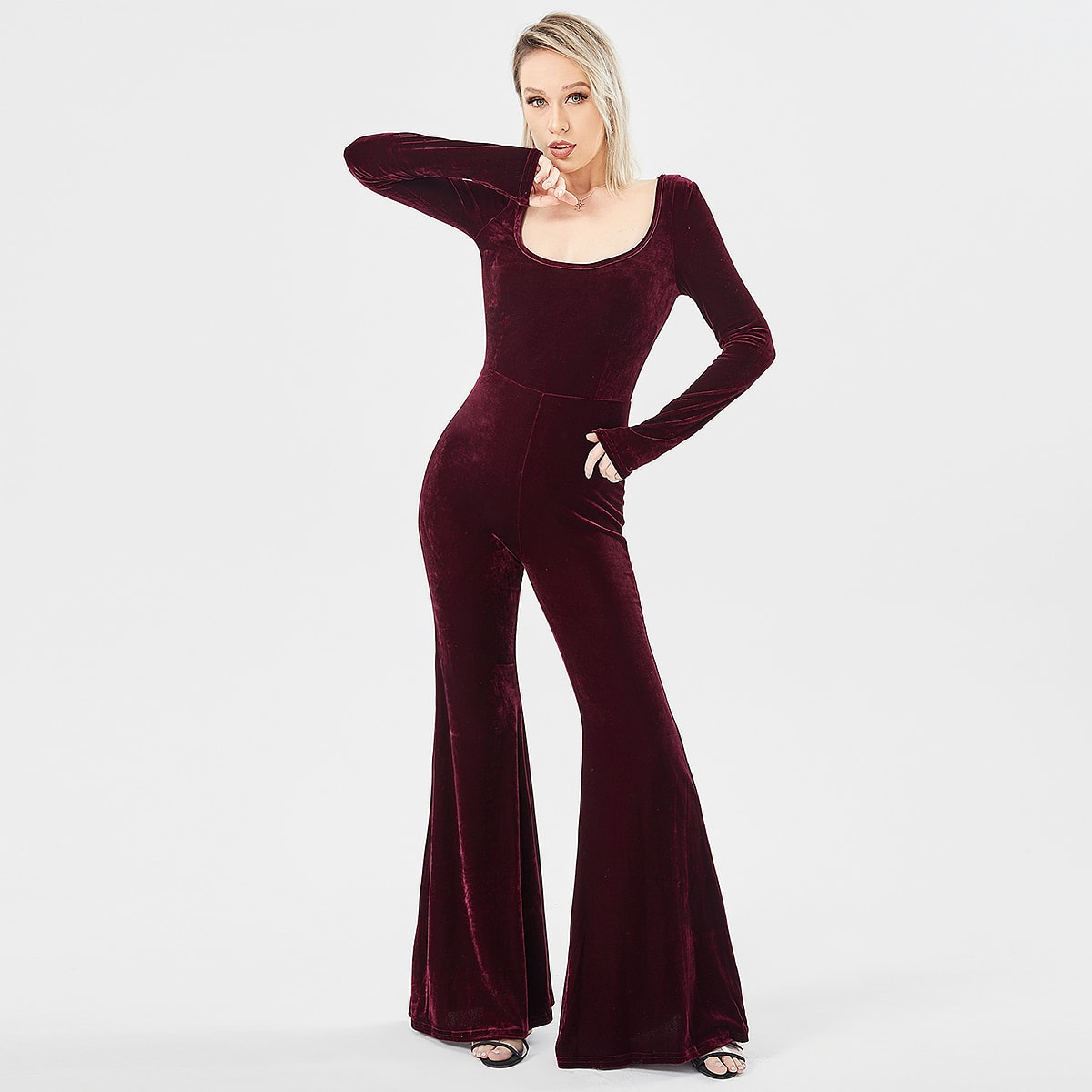 Women's Long Sleeve Velvet Fashion Jumpsuit view 9