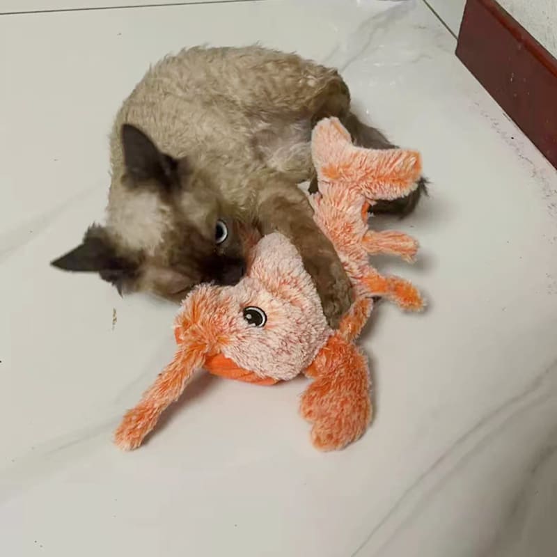 Pet Gravity Shrimp Plush Toy USB Charging Simulate Lobster Electric Jumping Cat Toys, Simulation Lobster Dog Toy, USB Charging With Catnip Plush Cat Toy, Pet Dog Cats Stuffed Interactive Toy view 4
