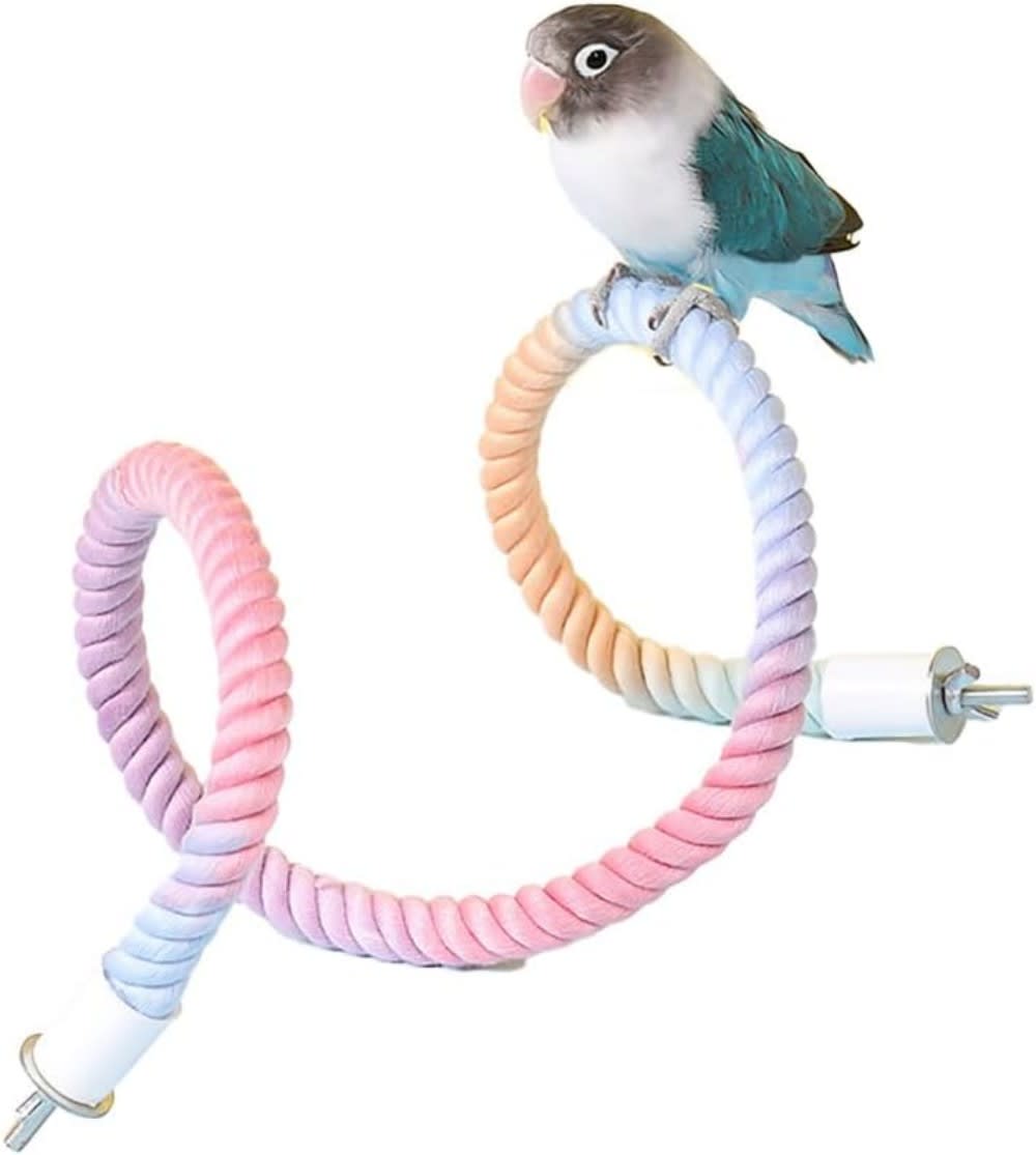 Gradient Colorful Bird Rope Perch Stand For Bird Cages Bendable Climbing Rope Cage Accessory Toy For Cockatiel Parakeet Sugar Glider view 14