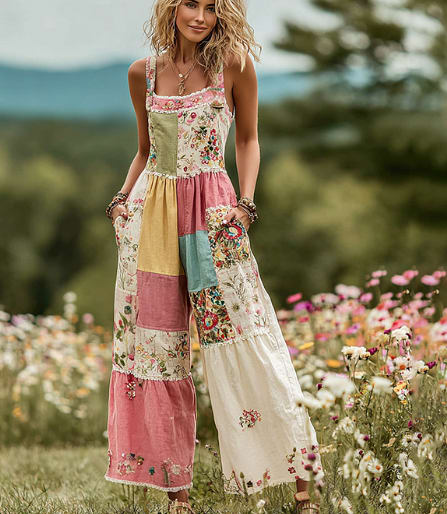 Women's Retro Print Comfortable Jumpsuit view 3