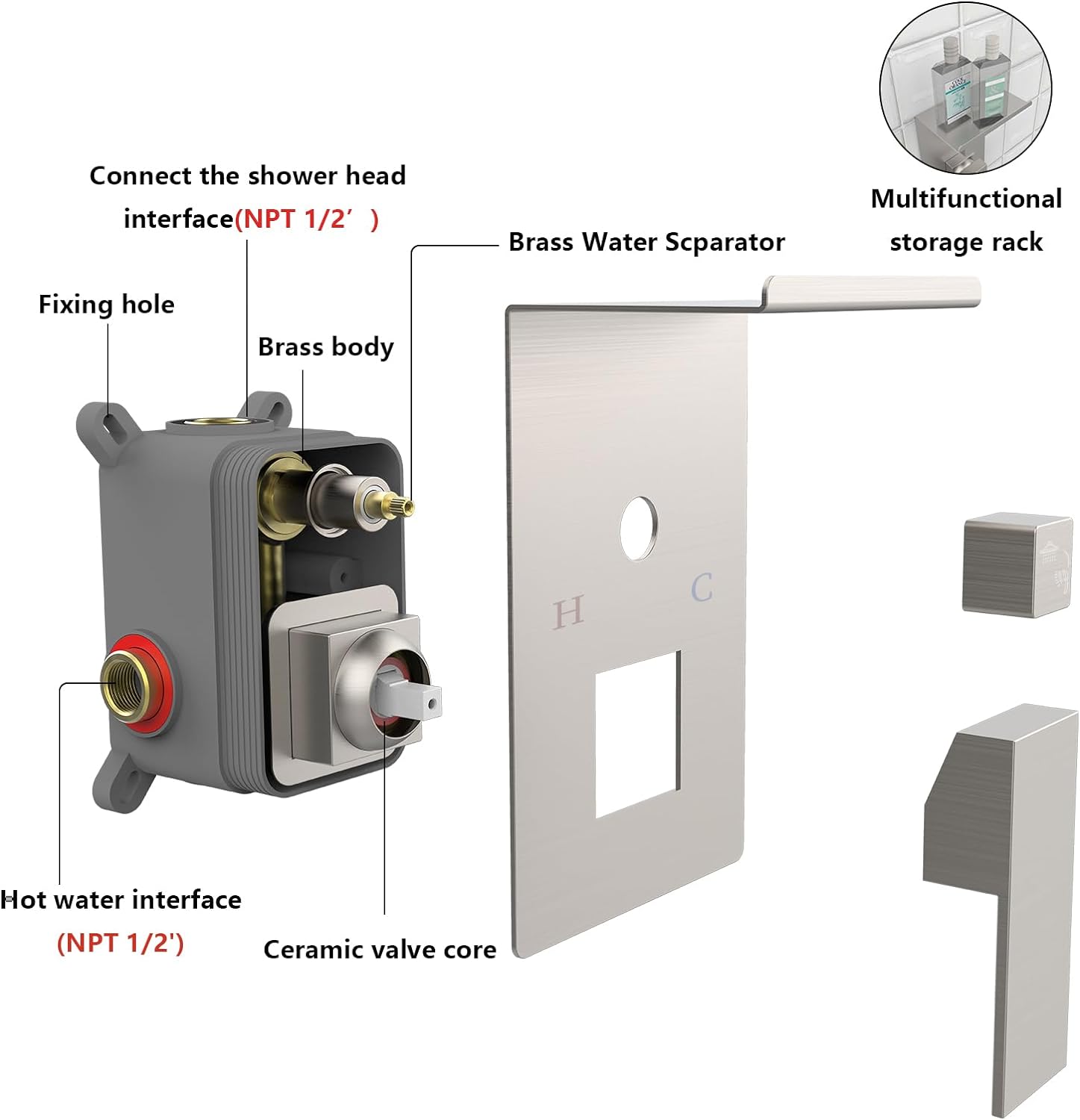 Rainwater Shower System With Storage Rack, Unable To Ship On Weekends view 6