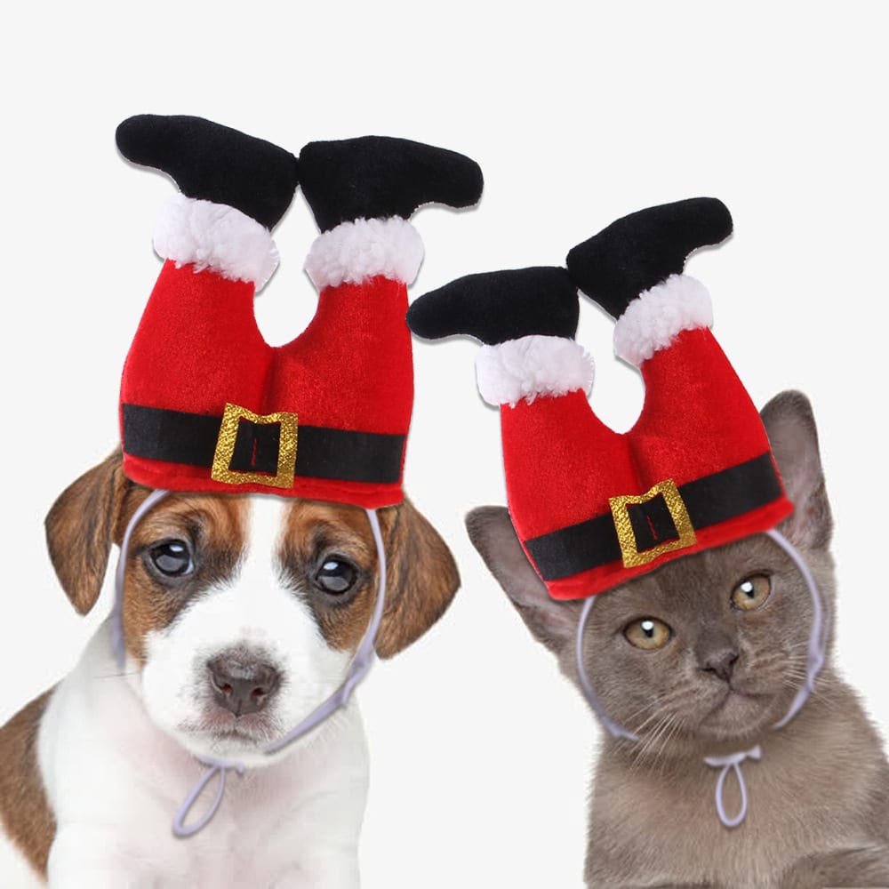 Dog Cat Christmas Costume Christmas Hat For Pet Outfit For Small Dogs Cute Fleece Hat Party Event Apparel Funny Clothes Accessory view 2
