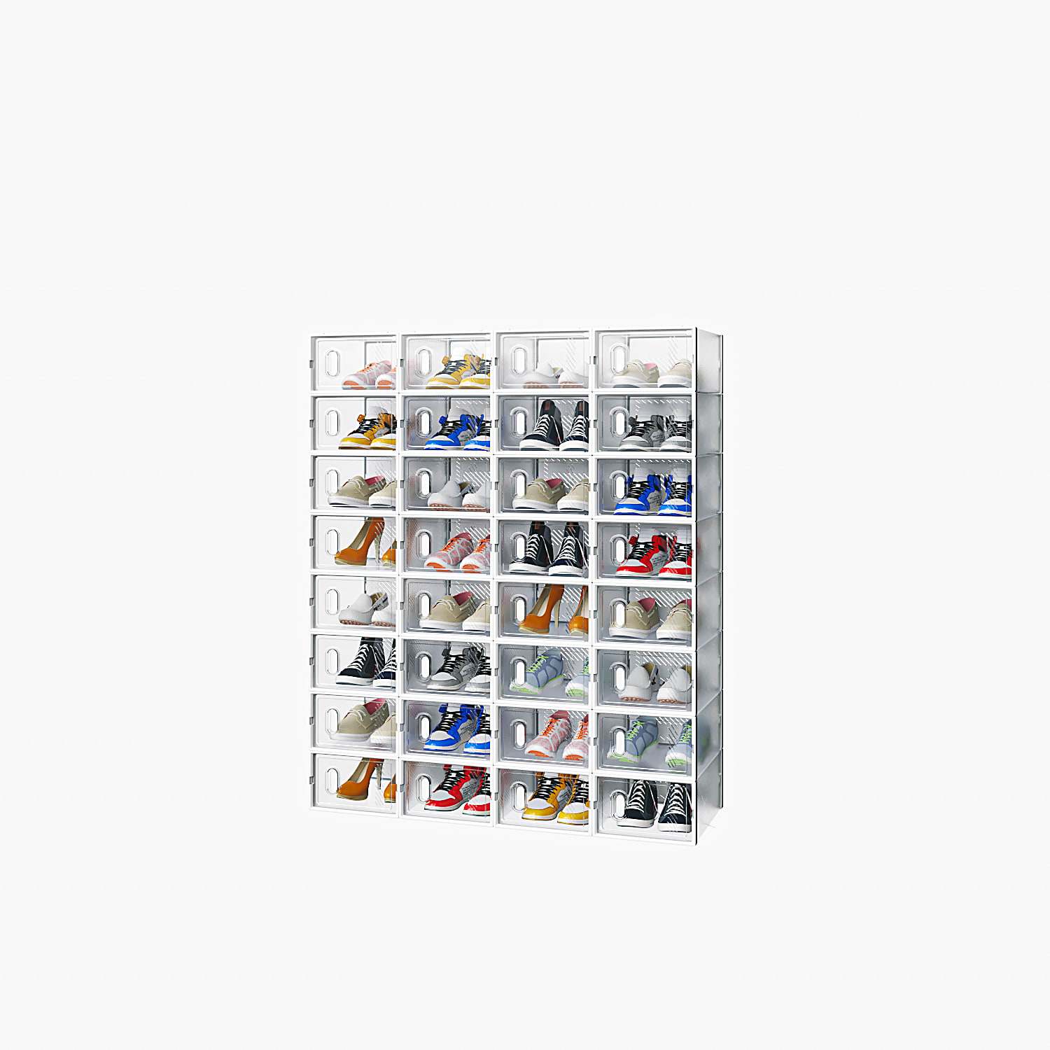 White Small 32PCS 33x23x14cm, Shoebox, Plastic, Grid, Free Combination view 3