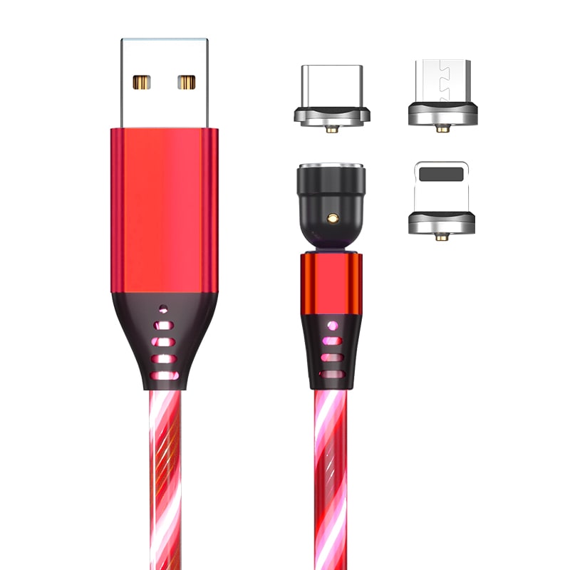 540 Rotate Luminous Magnetic Cable 3A Fast Charging Mobile Phone Charge Cable For LED Micro USB Type C For I Phone Cable view 21