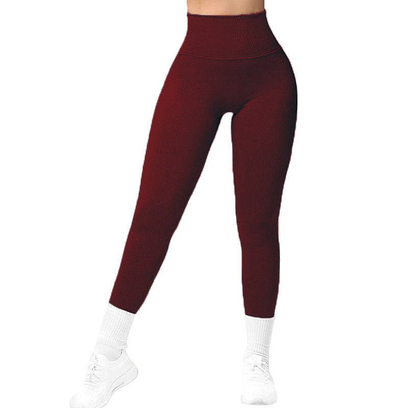 High Waist Seamless Leggings Threaded Knitted Fitness Pants Solid Women's Slimming Sports Yoga Pants Elastic Running Sport Leggings view 16