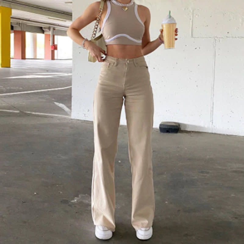 Spice Girl Style High Waist Slim Jeans Bell Bottoms view 7