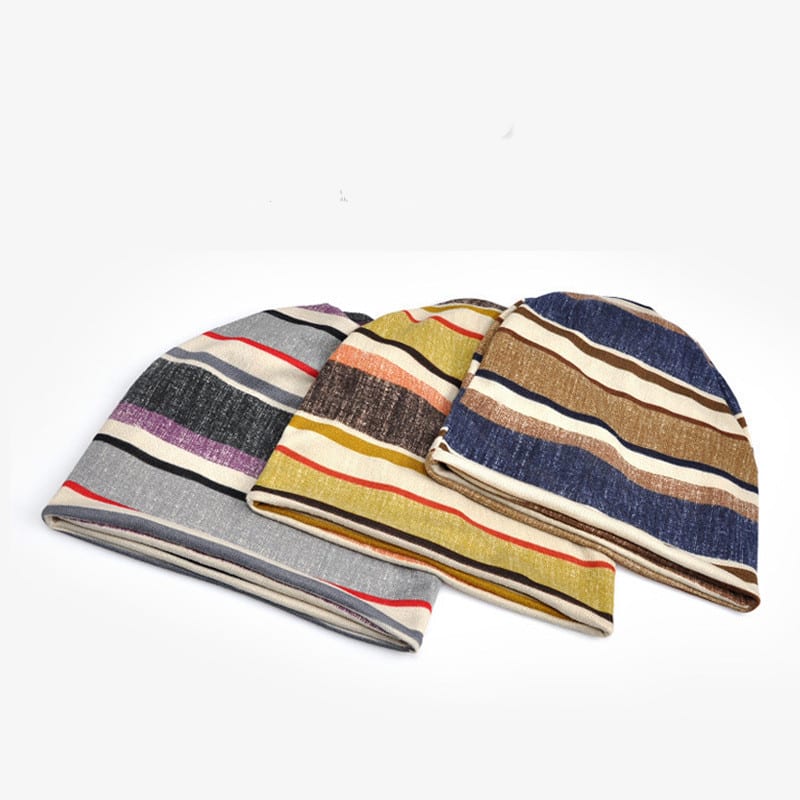 Striped Scarf Hat Men And Women All-match Pullover Hat Casual view 3
